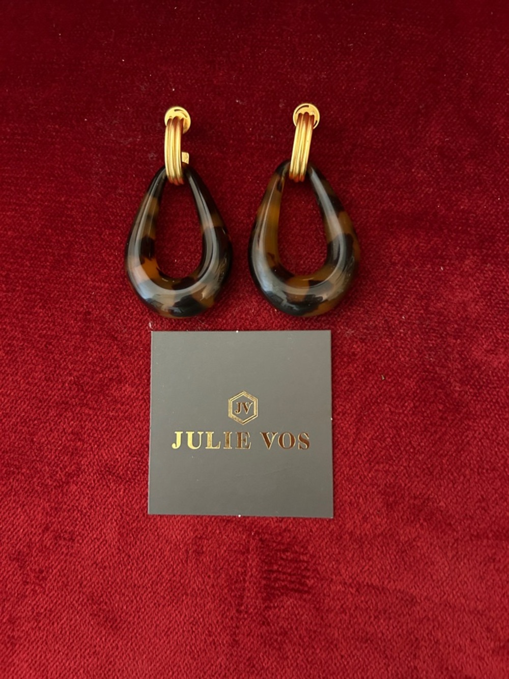 Julie Vos Gold Hoop Tortoiseshell Teardrop Earrings - Brown & Black